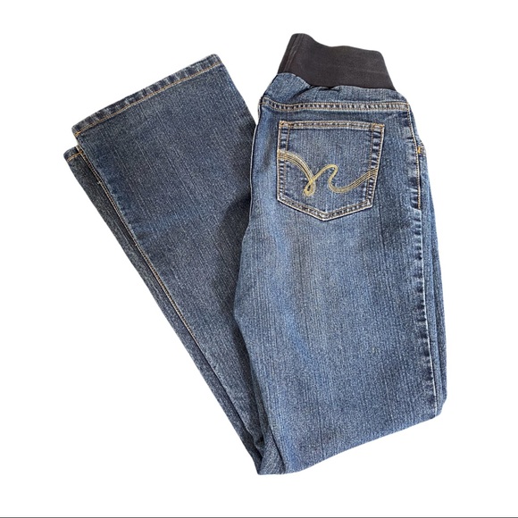 MOTHERHOOD MATERNITY blue wash jeans with panel Size Small - Picture 4 of 6